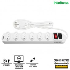 Extensão Elétrica 6 Tomadas 1,5m EPE 1006 Intelbras - Branco